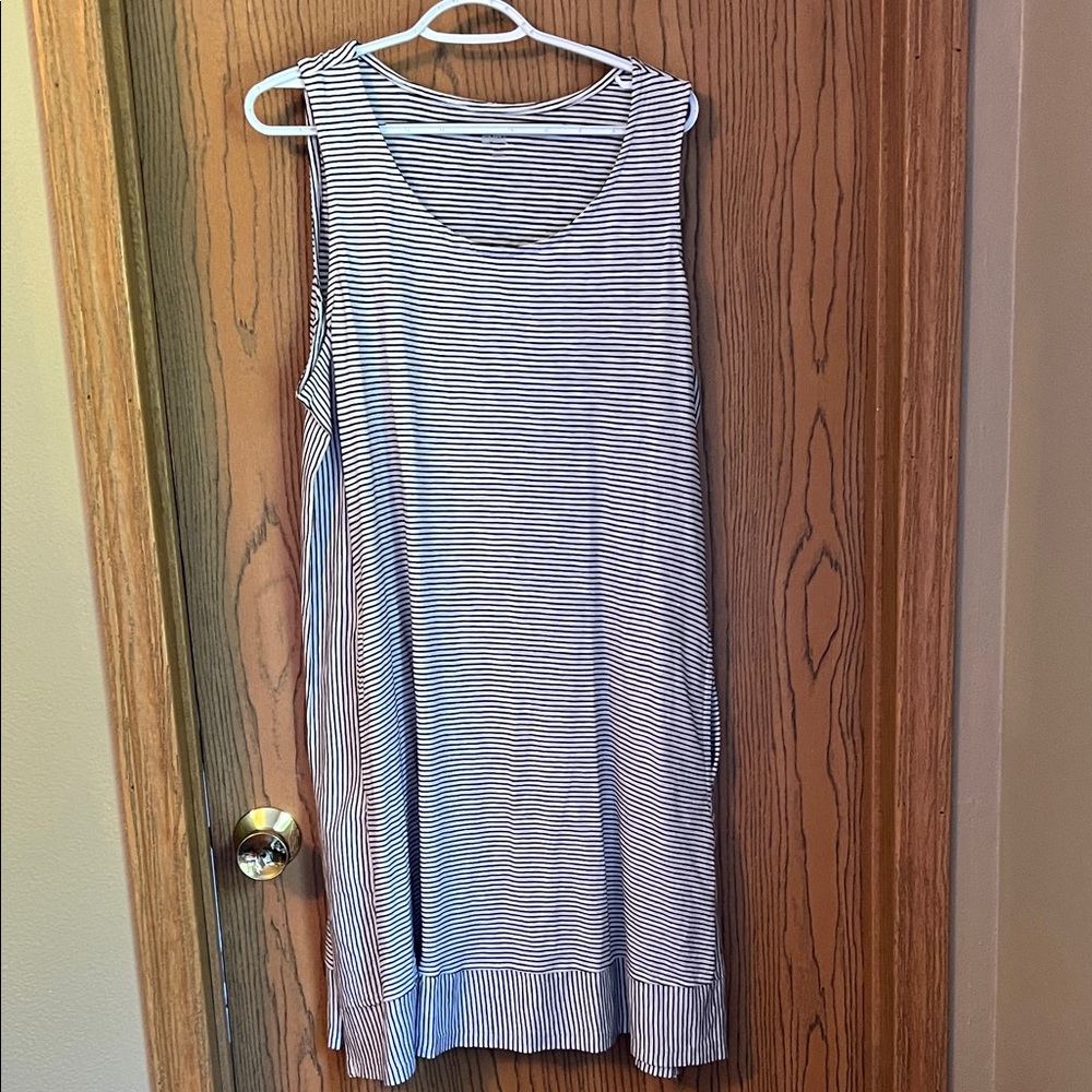 Lands' End Black and White Striped Dress